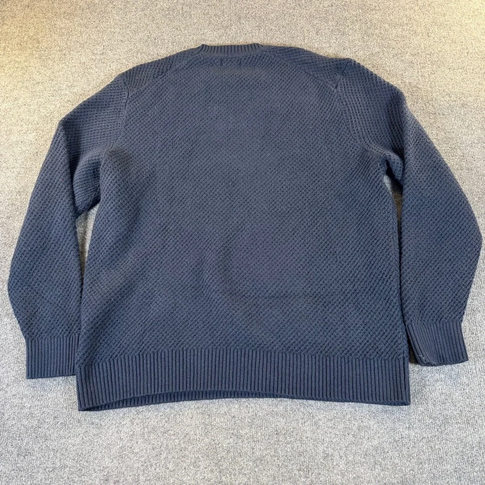 Banana Republic Mens XL Heavy Navy Blue Waffle Knit Crewneck Sweater #3292